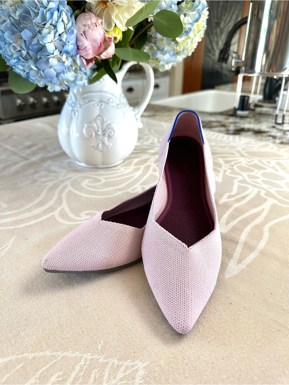 Rothy’s The Point Ballet Pink Knit Flats Size 10 Machine Washable